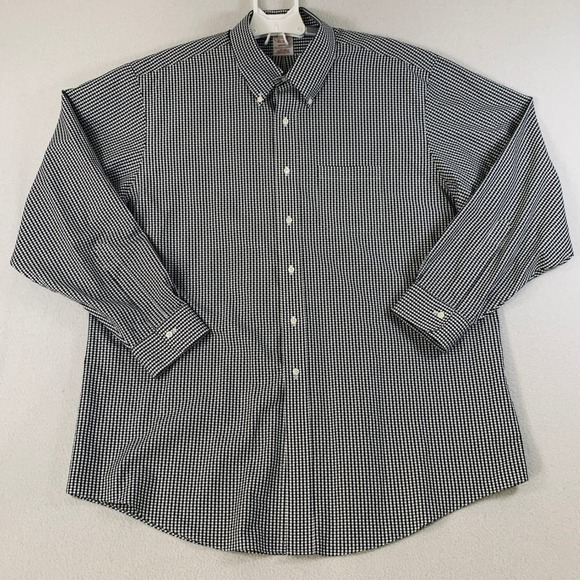 Brooks Brothers Other - Brooks Brothers Madison Fit Non-Iron Men's 17.5 35 Black Gingham Button Up Shirt